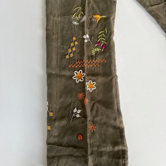 Johnny Was Olive Wide Leg Embroidered Floral Pants - Picture 3 of 15